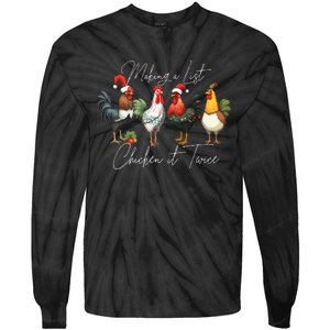 Christmas Chicken Lover Xmas Santa Hat Funny Farm Gift Tie-Dye Long Sleeve Shirt