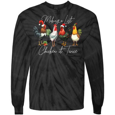 Christmas Chicken Lover Xmas Santa Hat Funny Farm Gift Tie-Dye Long Sleeve Shirt