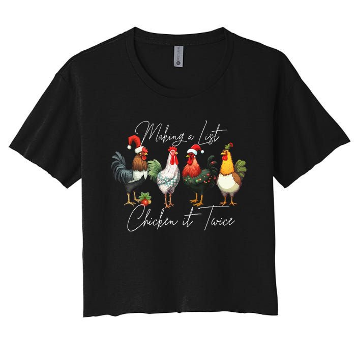 Christmas Chicken Lover Xmas Santa Hat Funny Farm Gift Women's Crop Top Tee