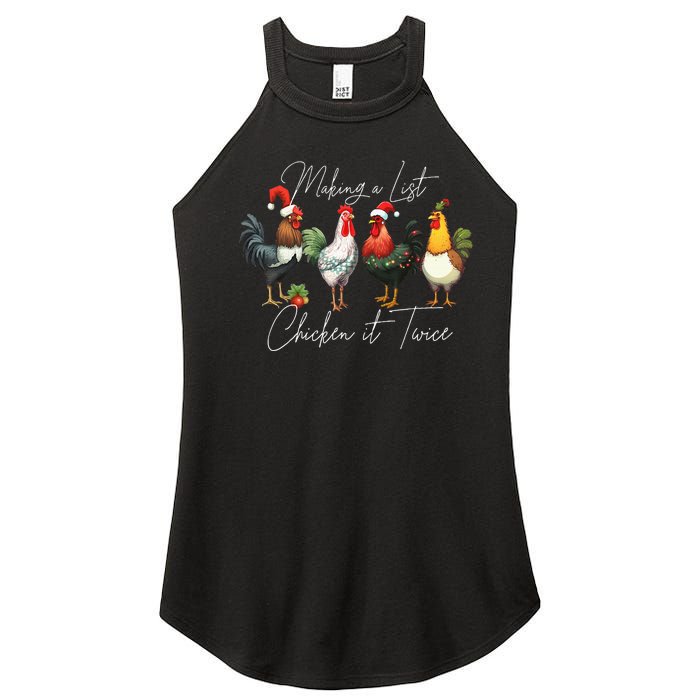 Christmas Chicken Lover Xmas Santa Hat Funny Farm Gift Women's Perfect Tri Rocker Tank