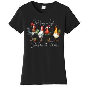 Christmas Chicken Lover Xmas Santa Hat Funny Farm Gift Women's T-Shirt