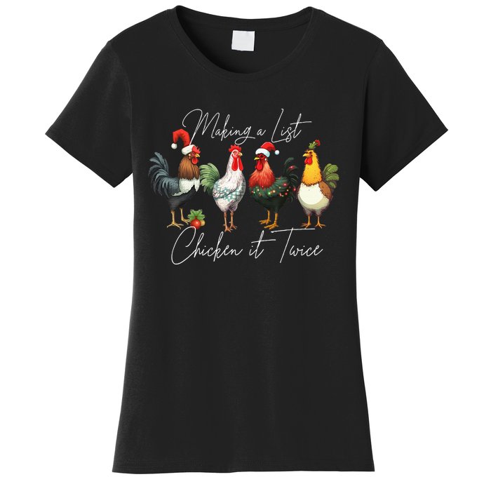 Christmas Chicken Lover Xmas Santa Hat Funny Farm Gift Women's T-Shirt