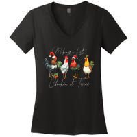 Christmas Chicken Lover Xmas Santa Hat Funny Farm Gift Women's V-Neck T-Shirt