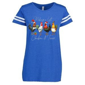 Christmas Chicken Lover Xmas Santa Hat Funny Farm Gift Enza Ladies Jersey Football T-Shirt