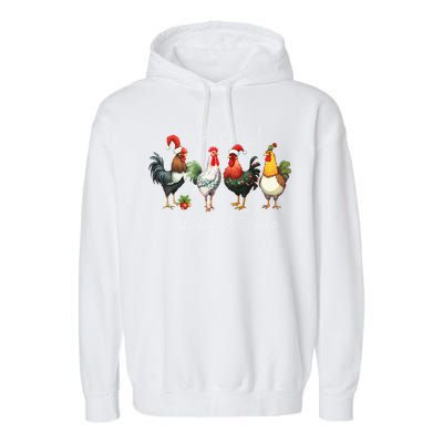 Christmas Chicken Lover Xmas Santa Hat Funny Farm Gift Garment-Dyed Fleece Hoodie