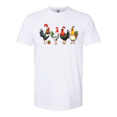 Christmas Chicken Lover Xmas Santa Hat Funny Farm Gift Softstyle CVC T-Shirt