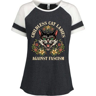 Childless Cat Ladies Against Fascism Enza Ladies Jersey Colorblock Tee