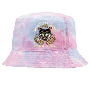 Childless Cat Ladies Against Fascism Tie-Dyed Bucket Hat