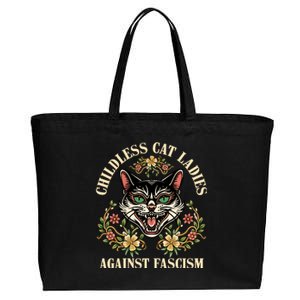 Childless Cat Ladies Against Fascism Cotton Canvas Jumbo Tote