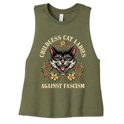 Childless Cat Ladies Against Fascism Women's Racerback Cropped Tank