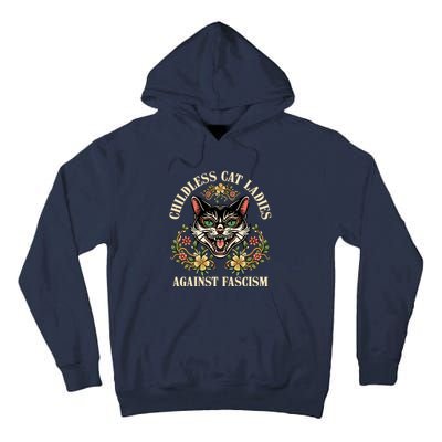 Childless Cat Ladies Against Fascism Tall Hoodie