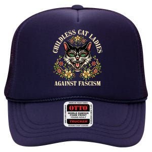 Childless Cat Ladies Against Fascism High Crown Mesh Back Trucker Hat