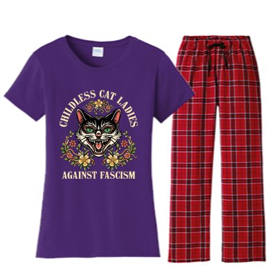 Childless Cat Ladies Against Fascism Women's Flannel Pajama Set