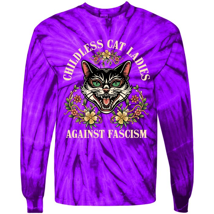 Childless Cat Ladies Against Fascism Tie-Dye Long Sleeve Shirt