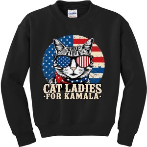 Childless Cat Lady For Kamala Harris Voting Kids Sweatshirt