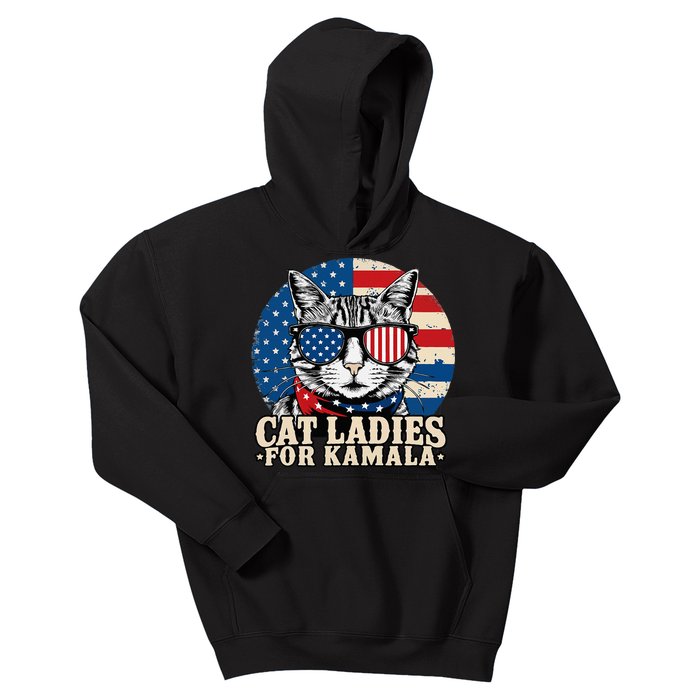 Childless Cat Lady For Kamala Harris Voting Kids Hoodie