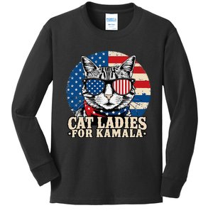 Childless Cat Lady For Kamala Harris Voting Kids Long Sleeve Shirt