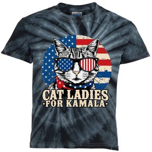 Childless Cat Lady For Kamala Harris Voting Kids Tie-Dye T-Shirt