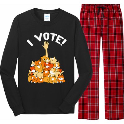 Crazy Cat Lady Childless Cat Lady I Vote Kamala Harris 2024 Long Sleeve Pajama Set