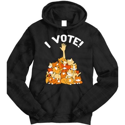 Crazy Cat Lady Childless Cat Lady I Vote Kamala Harris 2024 Tie Dye Hoodie