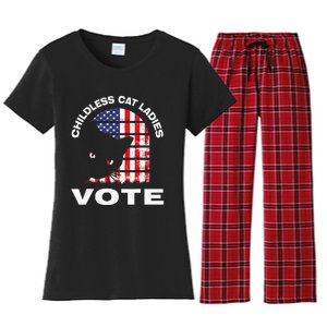 Childless Cat Ladies Vote Retro Women's Flannel Pajama Set