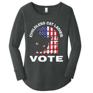 Childless Cat Ladies Vote Retro Women's Perfect Tri Tunic Long Sleeve Shirt