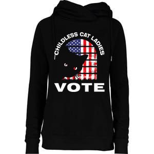 Childless Cat Ladies Vote Retro Womens Funnel Neck Pullover Hood