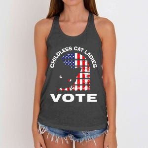 Childless Cat Ladies Vote Retro Women's Knotted Racerback Tank