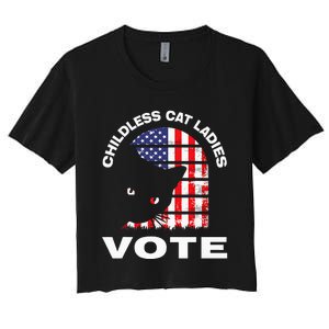 Childless Cat Ladies Vote Retro Women's Crop Top Tee