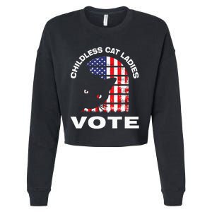 Childless Cat Ladies Vote Retro Cropped Pullover Crew