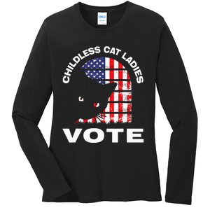 Childless Cat Ladies Vote Retro Ladies Long Sleeve Shirt