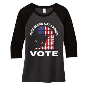 Childless Cat Ladies Vote Retro Women's Tri-Blend 3/4-Sleeve Raglan Shirt