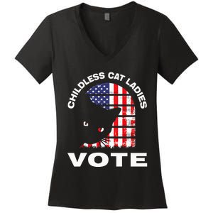 Childless Cat Ladies Vote Retro Women's V-Neck T-Shirt