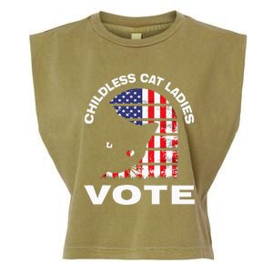 Childless Cat Ladies Vote Retro Garment-Dyed Women's Muscle Tee