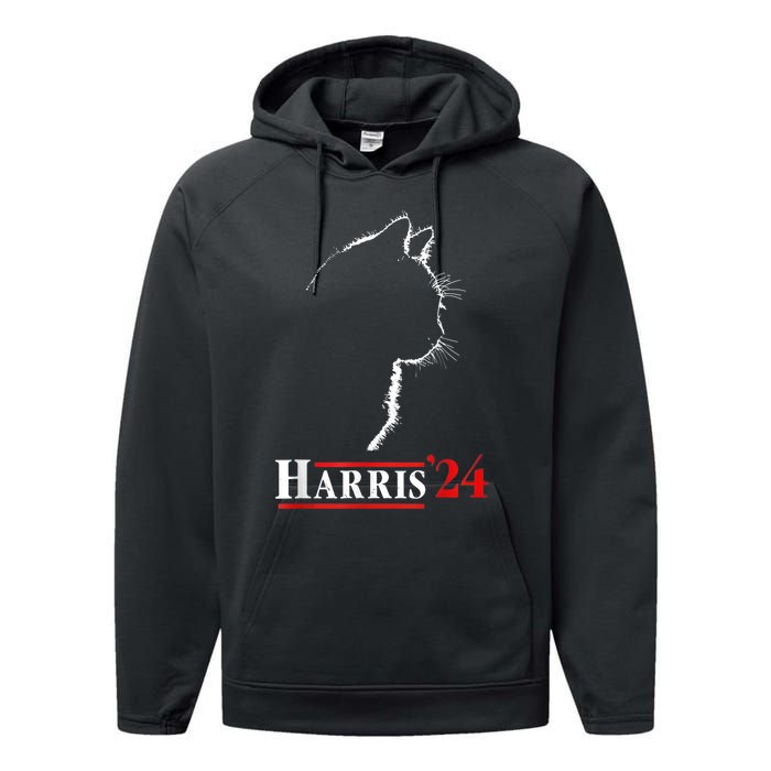 Childless Cat Lady For Kamala Harris President Performance Fleece Hoodie