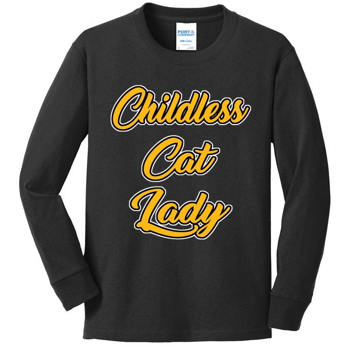 Childless Cat Lady Funny Design Kids Long Sleeve Shirt