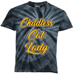 Childless Cat Lady Funny Design Kids Tie-Dye T-Shirt