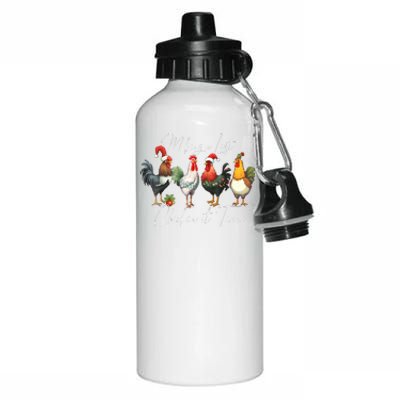 Christmas Chicken Lover Xmas Santa Hat Funny Farm Gift Aluminum Water Bottle 