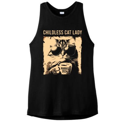 Childless Cat Lady Vintage Coffee Cat Kamala 2024 Ladies PosiCharge Tri-Blend Wicking Tank