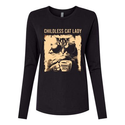 Childless Cat Lady Vintage Coffee Cat Kamala 2024 Womens Cotton Relaxed Long Sleeve T-Shirt