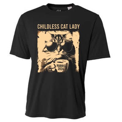 Childless Cat Lady Vintage Coffee Cat Kamala 2024 Cooling Performance Crew T-Shirt