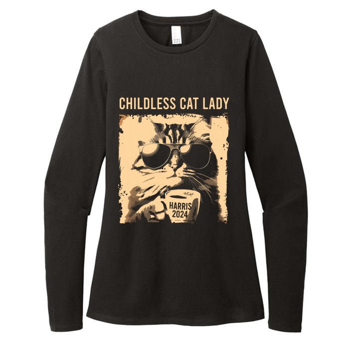 Childless Cat Lady Vintage Coffee Cat Kamala 2024 Womens CVC Long Sleeve Shirt