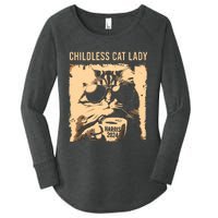 Childless Cat Lady Vintage Coffee Cat Kamala 2024 Women's Perfect Tri Tunic Long Sleeve Shirt