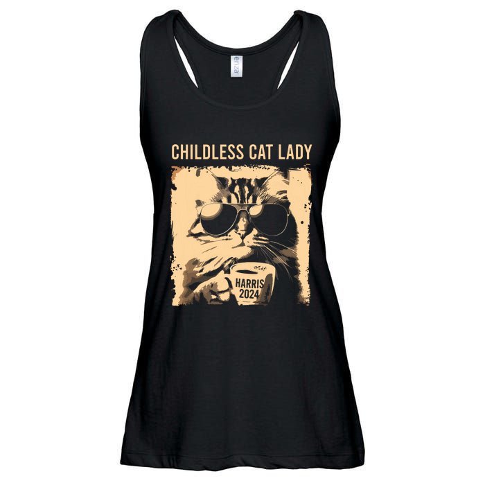 Childless Cat Lady Vintage Coffee Cat Kamala 2024 Ladies Essential Flowy Tank