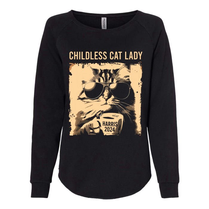 Childless Cat Lady Vintage Coffee Cat Kamala 2024 Womens California Wash Sweatshirt