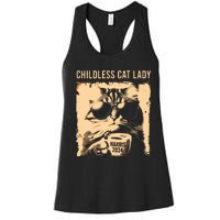 Childless Cat Lady Vintage Coffee Cat Kamala 2024 Women's Racerback Tank