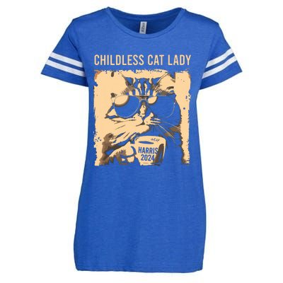 Childless Cat Lady Vintage Coffee Cat Kamala 2024 Enza Ladies Jersey Football T-Shirt