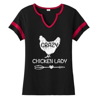 Crazy Chicken Lady Funny Farmer Farming Ladies Halftime Notch Neck Tee