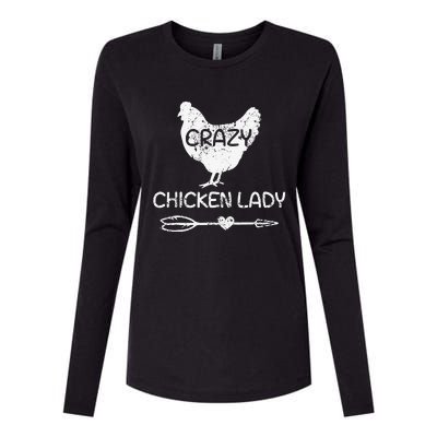 Crazy Chicken Lady Funny Farmer Farming Womens Cotton Relaxed Long Sleeve T-Shirt