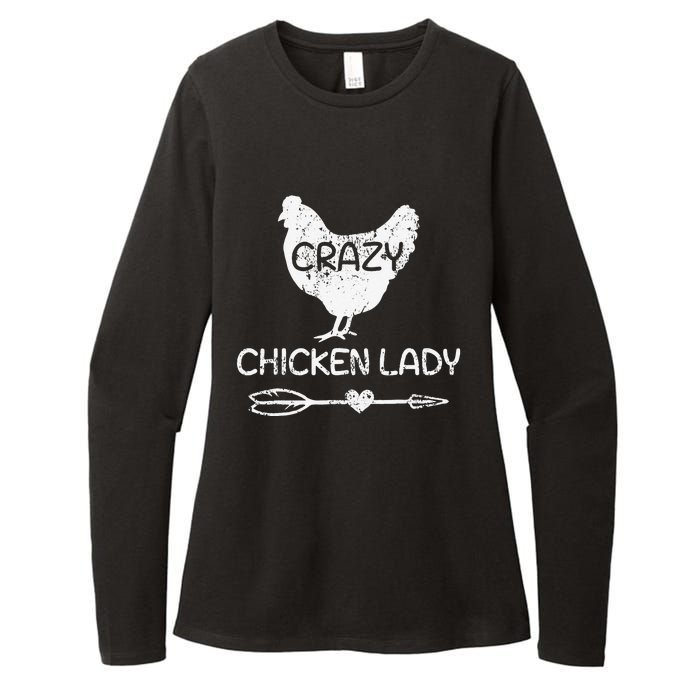 Crazy Chicken Lady Funny Farmer Farming Womens CVC Long Sleeve Shirt